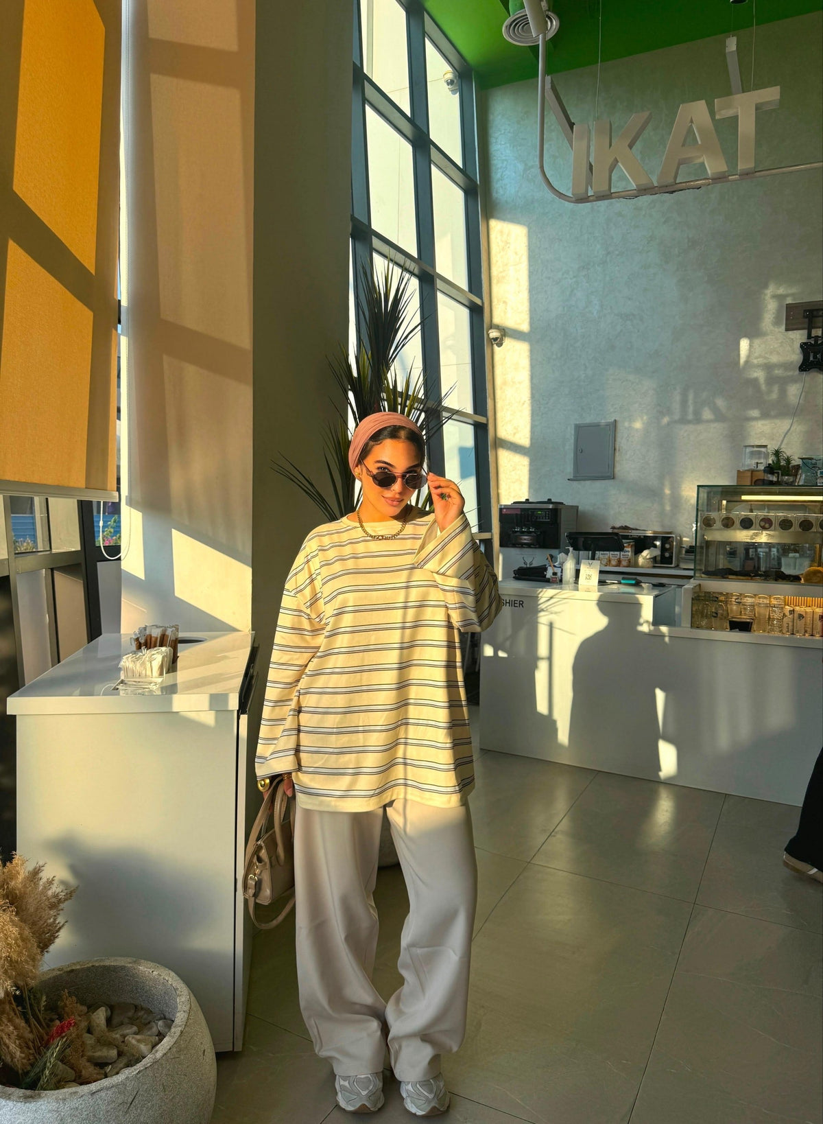 Yellow striped oversize Tshirt