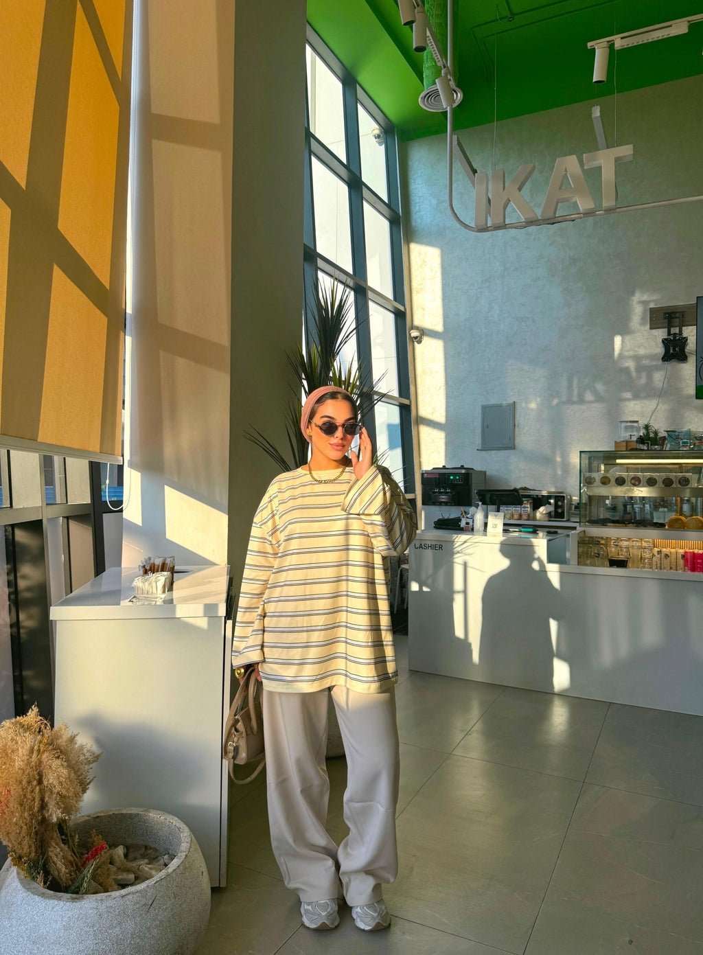 Yellow striped oversize Tshirt