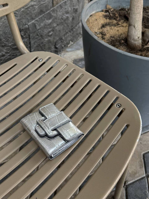 Croc Embossed Buckle Wallet