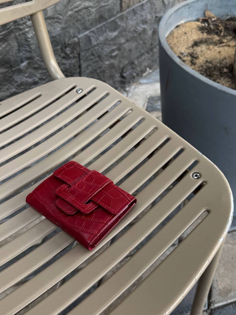 Croc Embossed Buckle Wallet